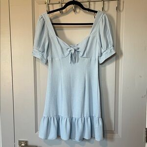 Light Blue Dress with Puff Sleeves